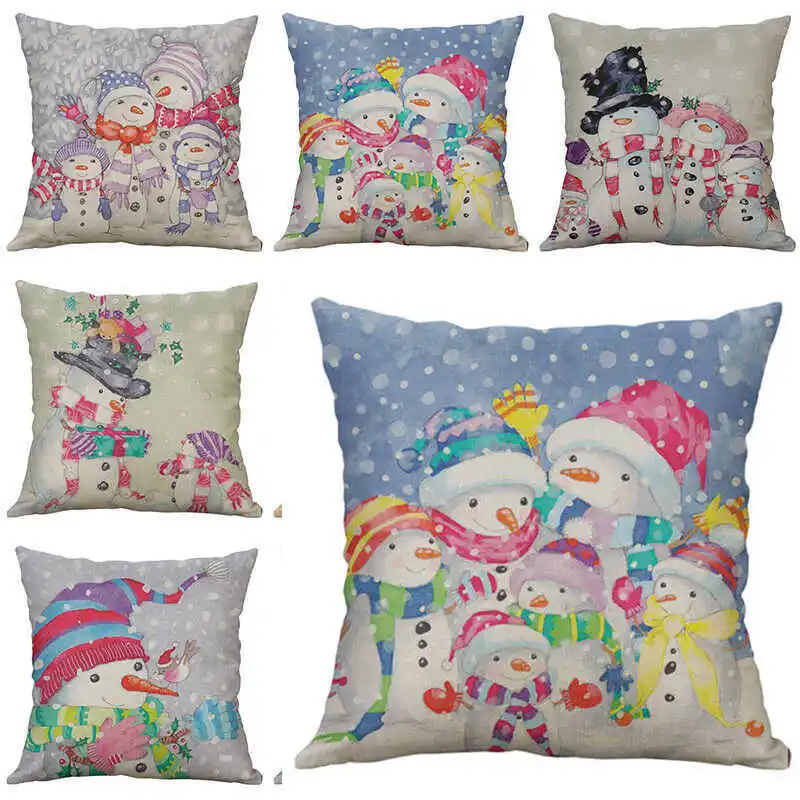 

Tradition 18 Cove Christmas Home Cotton Linen Printing pillow Decor case snowman