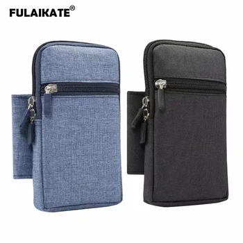

FULAIKATE 6.3" Single Grid Denim Universal Bag for Samsung Galaxy A70 S10 Plus Climbing Waist Bag for iPhone Xs Max Phone Pouch