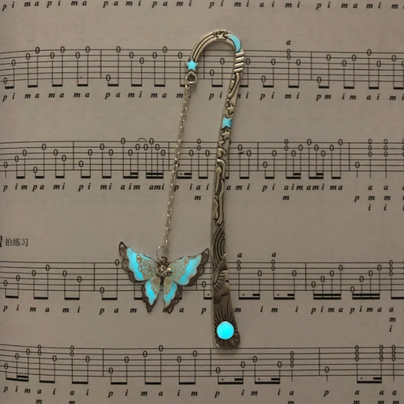 Luminous Butterfly Star Moon Personalized Bookmark Alloy Fluorescent Jewelry DIY Scrapbooking Book Mark Page Folder Stationery