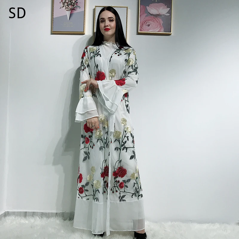 

Embroidered Open Abaya Dubai Kaftan Islam Muslim Hijab Dress Abayas Women Robe Caftan Turkish Dresses Islamic Clothing