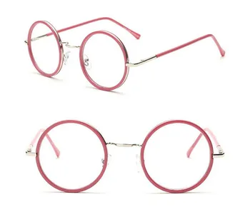 

45mm Vintage Round Eyeglass Frames Pink Glass Spectacles Retro UNI Optical Eyewear