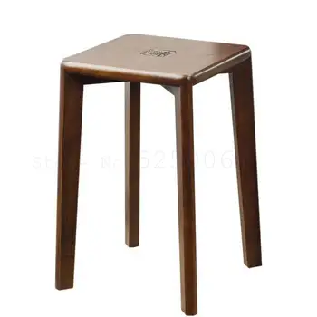 

Solid Wooden Stools Household Adult High Benches, Square Benches, Living Room Dining Tables And Benches Creative Low Benches