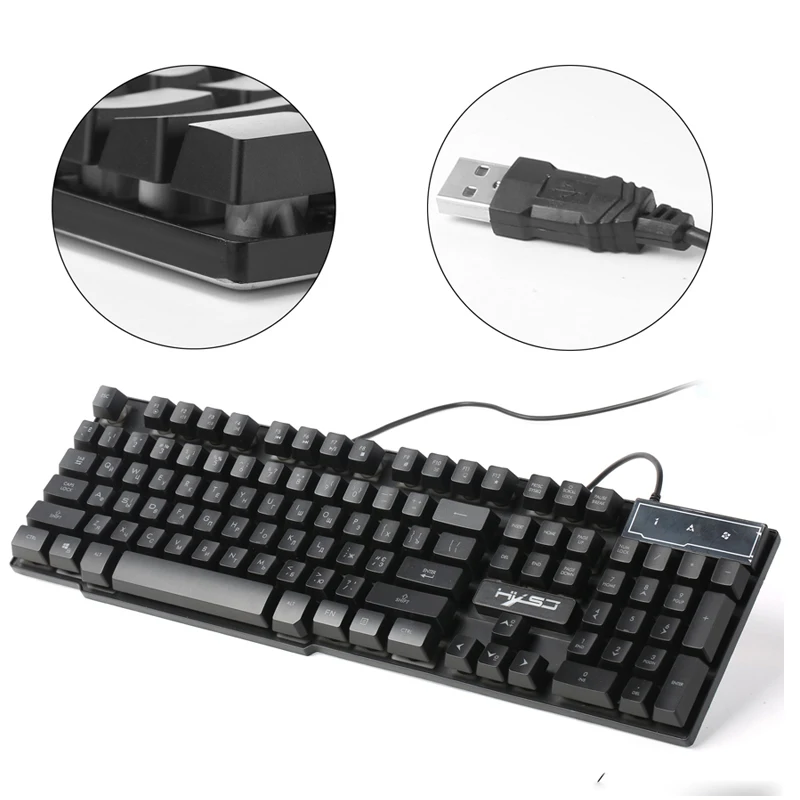 Русская клавиатура Проводная клавиатура игровая Подсветка RGB RU+ EN клавиатуры геймерская клавиатура Механическая на ощупь для ПК компьютера