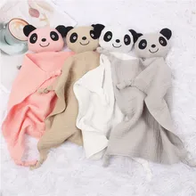 Couverture de sécurité Panda en mousseline de coton pour bébé, doudou doux, jouet de sommeil à la mode, serviette apaisante, bavoir
