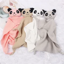 Panda Security Blanket Baby Cotton Muslin Comforter Blanket Soft Kids Fashion Sleep Toy Soothe Appease Towel Bibs