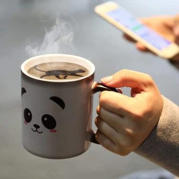 

Interesting Color Change Mug Panda Cup Ceramic Thermal ic Gradient Coffee Cup