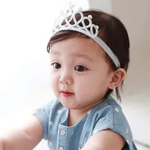 Европейская и американская детская лента для волос с короной для маленьких девочек, корейский стиль, кружевная эластичная лента, аксессуары для волос для маленьких принцесс