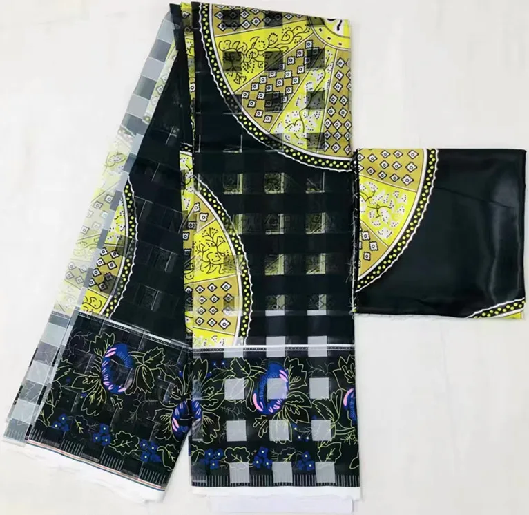 Органза ткань чистый шелк ткань африканская ткань абкара африканская вощеная ткань принтом 2+ 4 ярда органза лента шелк для вечеринки платье MM-C7