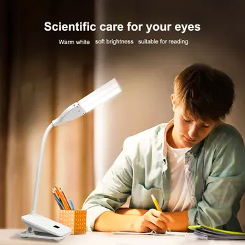 

LED Clip Desk Lamp Touch On/Off 3Modes Rotatable Dual Head 7000K Eye Protection LED Table Reading Light for Readers Students