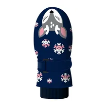 Зимние детские лыжные перчатки с пятью пальцами, с принтом, из полиэстера, водонепроницаемые, плотные, сохраняющие тепло, зимние перчатки, детские варежки, варежки для детей