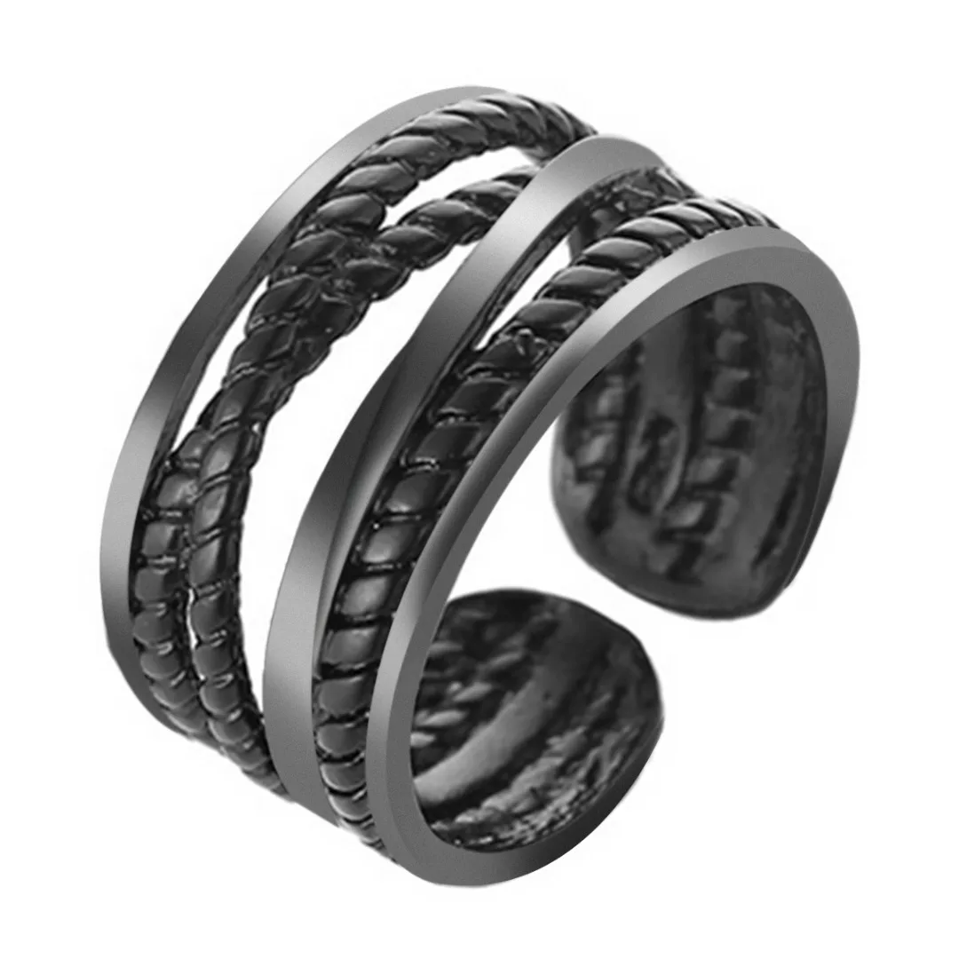 Punk Gothic Twist Rope Shape Resizeable Rings For Women Men Vintage Handmade Thumb Band Open Ring Adjustable Jewelry Ring bague
