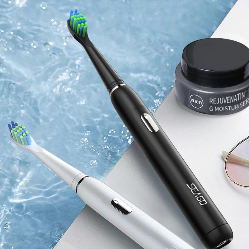 SEAGO Electric Toothbrush Rechargeable buy one get one free Sonic Toothbrush 4 Mode Travel Toothbrush with 3 Brush Head Gift