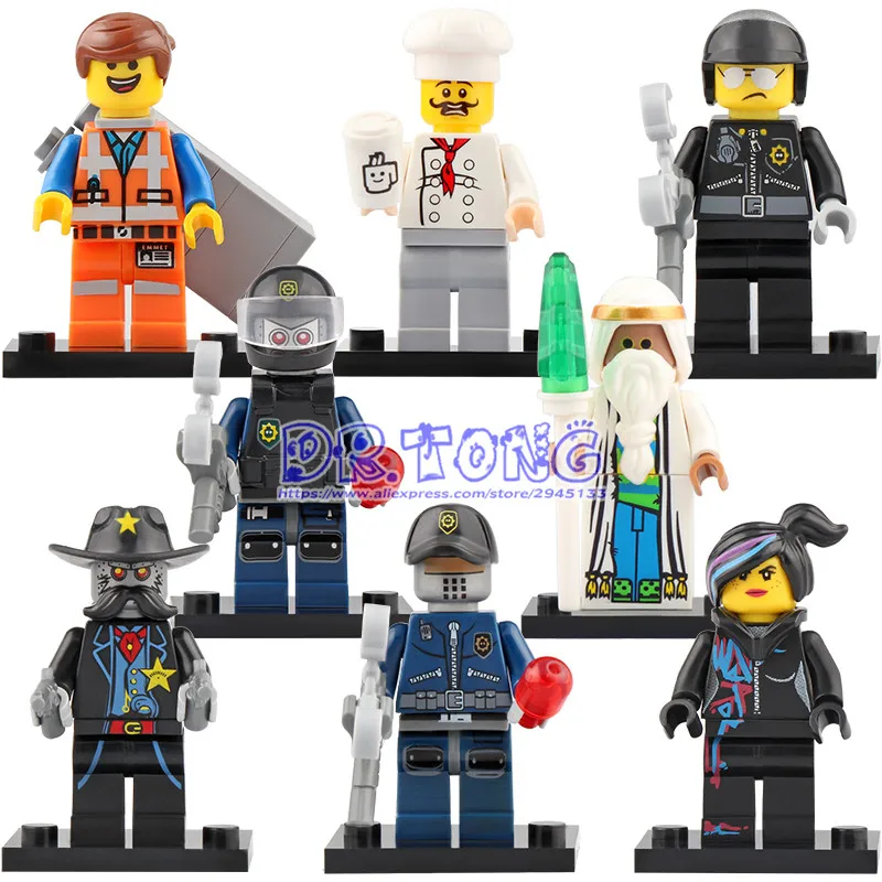

50PCS Cartoon Movie Emmet Wyldstyle Robo Sheriff Vitruvius Zala Not-A-Robot Building Blocks for kids Gift Toys L009-L016