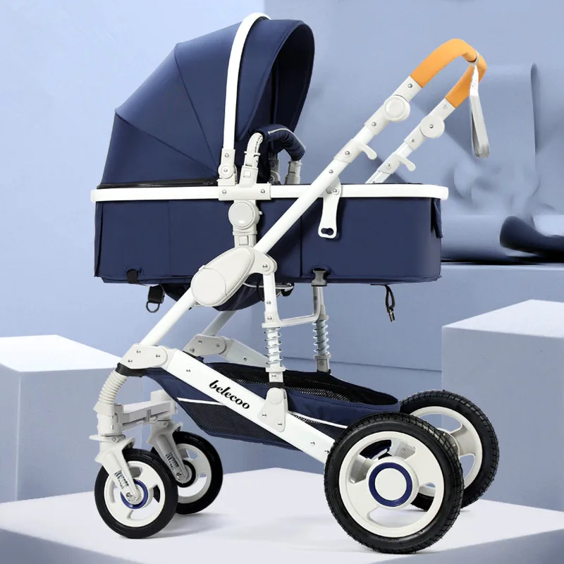 Регулируемая легкая Роскошная детская коляска, 3 в 1, портативная, с высоким ландшафтом, двусторонняя коляска, Горячая мама, розовая коляска, прогулочная коляска - Цвет: 2Rubberwheel 5