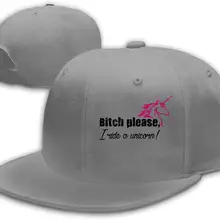 Bitch Please I Ride A Unicorn Бейсболка унисекс с плоским Биллом Регулируемая серая