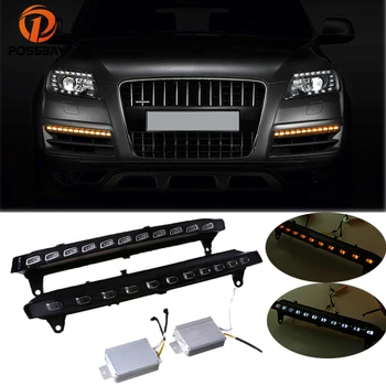 

POSSBAY Car Daylight for Audi Q7 (4L) '2005-2009 Pre-facelift Car Daytime Running Lights LED DRL Fog Lamp Turn Signal Lamp