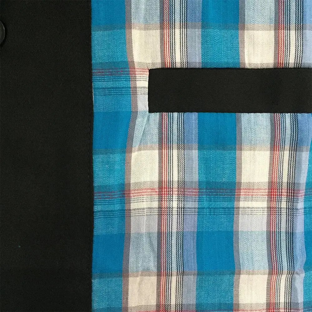 SISHION Inspired Vintage Men Shirt ST111 Blue Plaid Black chemise