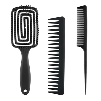 

Detangle Hairbrush Anti-Static Scalp Massage Hair Brush Set Detangling Comb Wet/Dry Curly Hair Comb Salon Hair Styling Tools