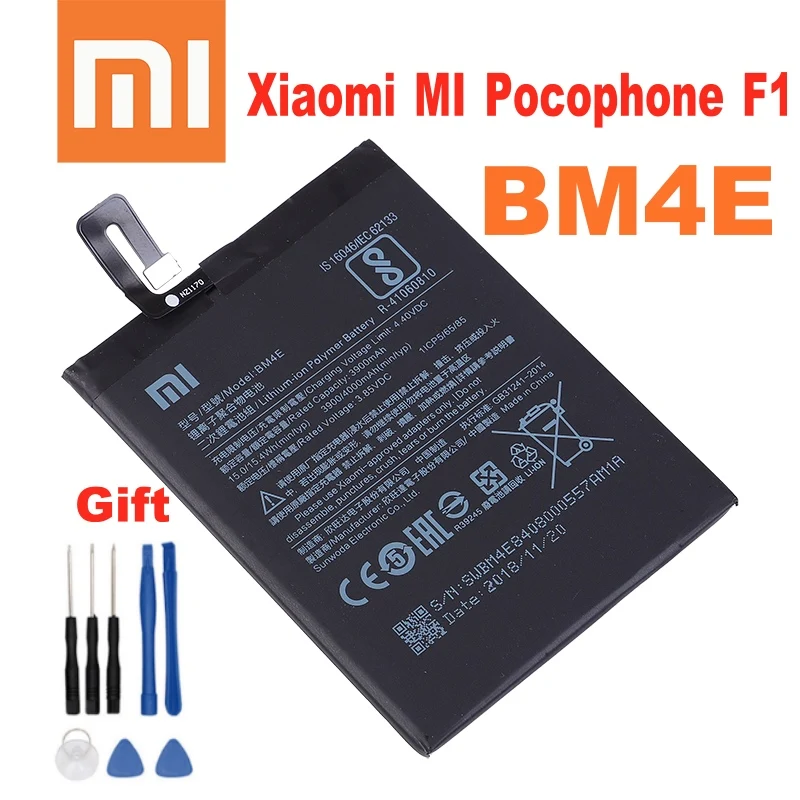 Xiao Mi Оригинальный аккумулятор для телефона BM4E Xiaomi Pocophone Poco F1 3900 мАч сменные
