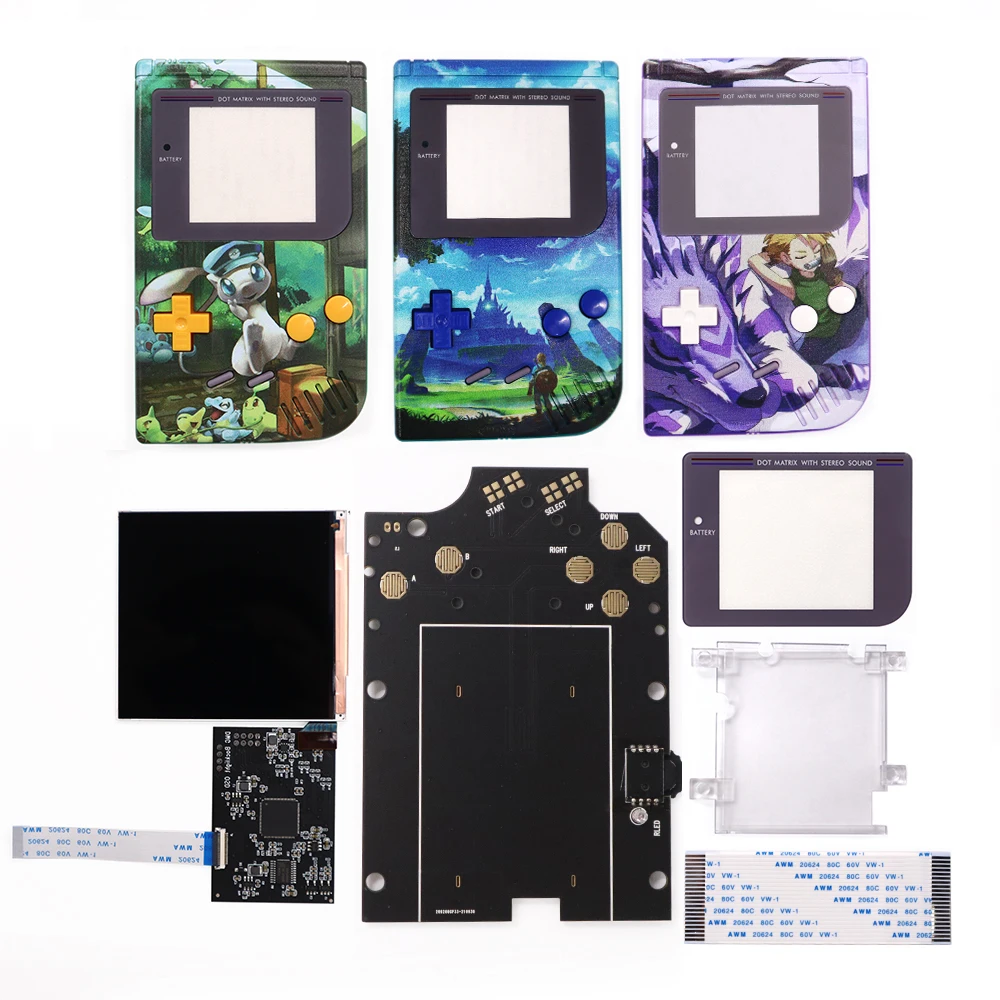 

UV Pirint Customized Pre-cut Shell & OSD Version Q5 RIPS LCD Backlight Color Model iPS Screen Kit For Game Boy/DMG GBO