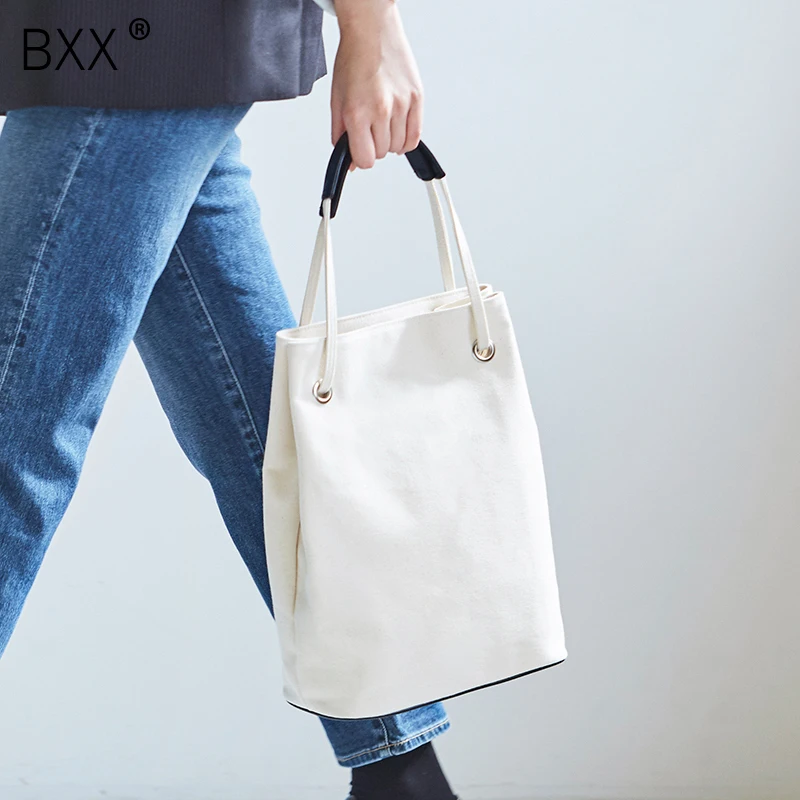 

[BXX] Women's Single Shoulder Crossbody Bag All-match Large Capacity Travel Canvas Handbag 2020 Brand Designer Bucket Bag HI016