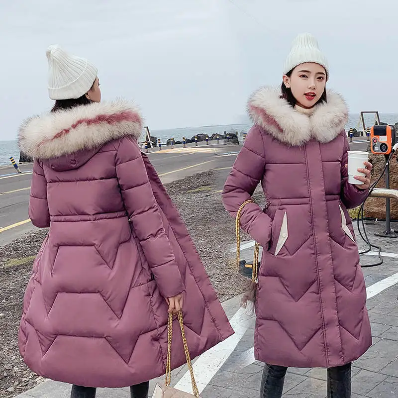 purple red Осенне-зимняя куртка размера плюс 5XL, женская одежда, парка с длинным капюшоном, Mujer, хлопковая зимняя куртка, s, утепленное пальто для женщин C5751 - Цвет: purple red