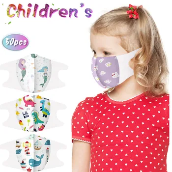 

50PCS Disposable 3-Ply Masks Face Mask With Elastic Earloop Kids Reuseable Face Mask Mouth Cover Cloth Face Mouth Mask Mouth Mas