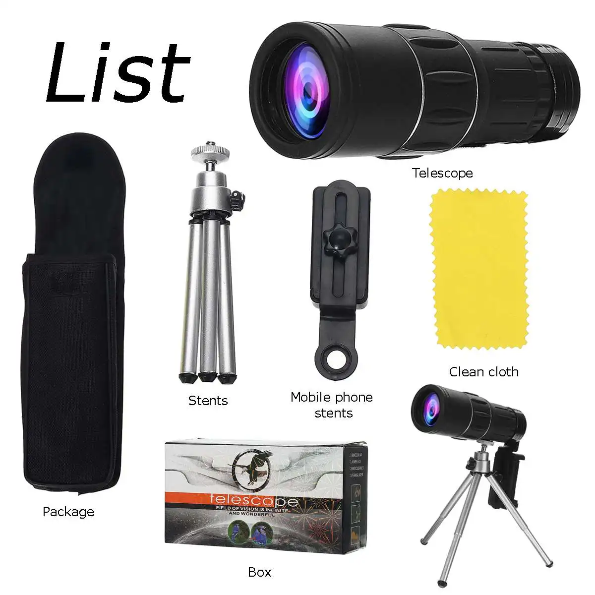 Portable High Over Binoculars Telescope Monocular 66 / 8000M Plastic Binoculars Outdoor Black Outdoor Sports Telescope