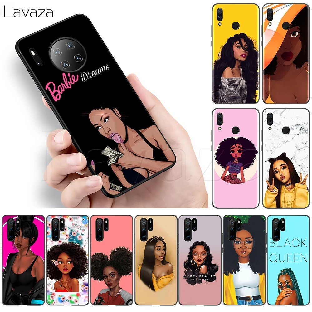 Мягкий чехол Lavaza Melanin Poppin Black queen для huawei P9 P10 P20 P30 P Smart Z Y7 Plus Lite Pro Prime Mini 2019 |