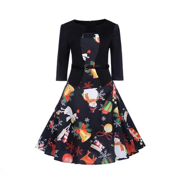 

Vintage Tea Dress es1950's Floral Spring Garden Retro Swing Party Christmas Dress for Women