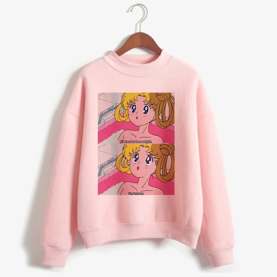 Сейлор Мун Харадзюку Толстовка корейский стиль Ulzzang Kawaii 90s мультфильм Кот одежда пуловеры новые негабаритные с капюшоном уличная