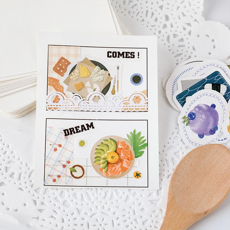 Mo.Card Encounter delicious food mini paper diary sticker Scrapbooking Decoration label 1 lot = 1 pack = 45 pcs