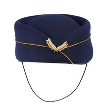 Женская шляпа стюардессы шерстяная шляпа стюардессы шапочка стюардессы для костюма косплей музыкальное представление-Размер M(темно-синий