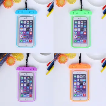 

19x10.5cm Portable Luminous Waterproof Pouch Underwater Transparent Phone Cellphone Dry Bag Case With Neck Strap