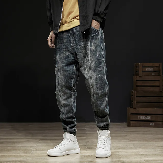 renderen Uitschakelen boog Fashion Streetwear Men Jeans Vintage Black Gray Loose Joggers Pants Hombre  Big Pocket Cargo Pants Slack Bottom Hip Hop Jeans Men - Jeans - AliExpress