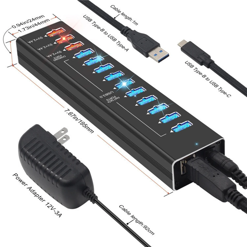 Usb-концентратор 3,0 зарядка высокоскоростной многопортовый usb-адаптер 5 в 2.4A быстрое зарядное устройство адаптер питания PC USB C Hub US Plug