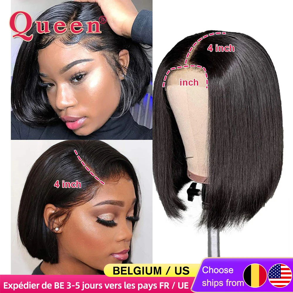 Peluca Bob de corte Roma, pelucas de cabello humano brasileño con encaje frontal, peluca recta con corte Bob para mujeres negras, peluca con cierre de encaje Remy con pelo de bebé