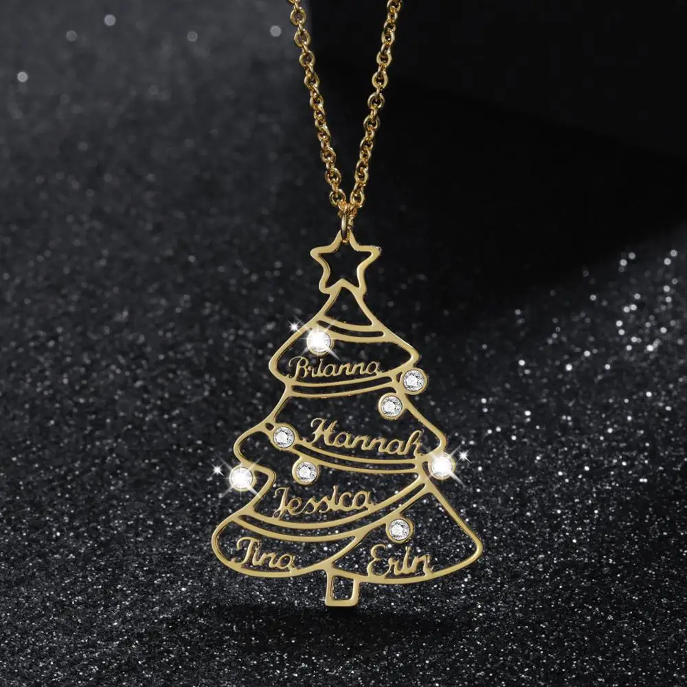 2020 Custom Personality Name Christmas Necklace Customized Name Stainless Steel Nameplate Necklace Family Jewelry Christmas Gift women men custom name necklace family tree necklace tree of life statement stainless steel gold necklace christmas gifts jewelry