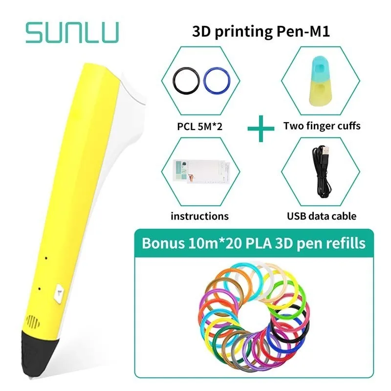 Регулируемая температура 3D Печатающая ручка SUNLU M1 3D Ручка Поддержка PLA/нить из ПКЛ 1,75 мм детские инструменты