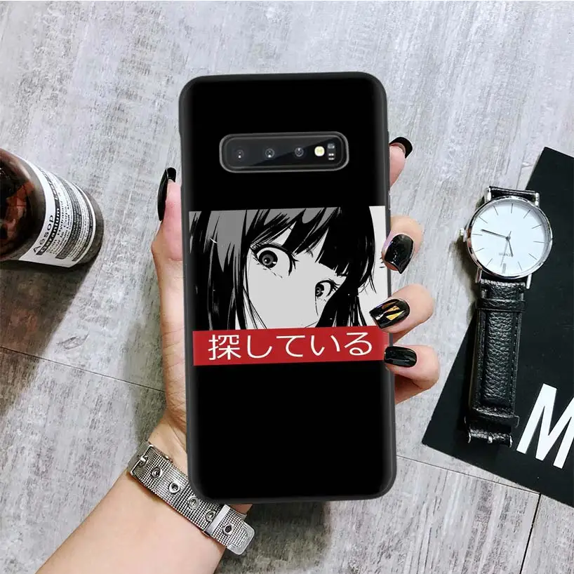 Аниме tumblr черный чехол для телефона samsung Galaxy S10+ Plus Lite Note 10 9 8 S9 S8 J4 J6+ Plus S7 S6 Edge Capa