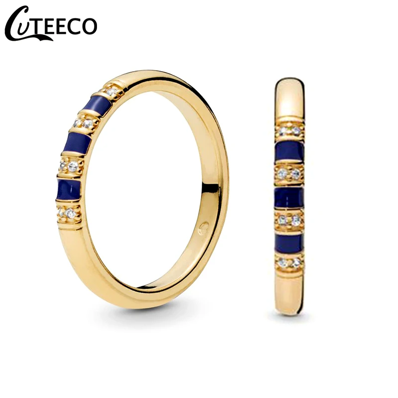CUTEECO 5 стиль Эмаль Экзотические камни и полосы женские Кольца Золото Серебро Цвет Свадебные ювелирные изделия, обручальное кольцо подарок любовника