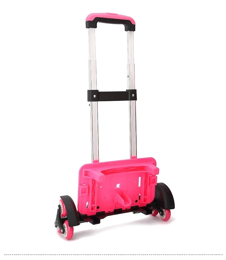 Children 2/6 Wheels Expandable Rod Aluminum alloy Pull Rod Bracket Roll Cart Kid Trolley For Backpack And School Bag Luggage bag