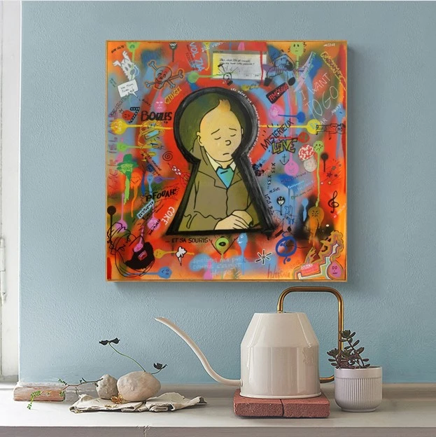 Botines pintura al óleo con arte Popular, Graffiti, obras de arte, de dibujos animados sobre para habitación|Pintura y caligrafía| - AliExpress