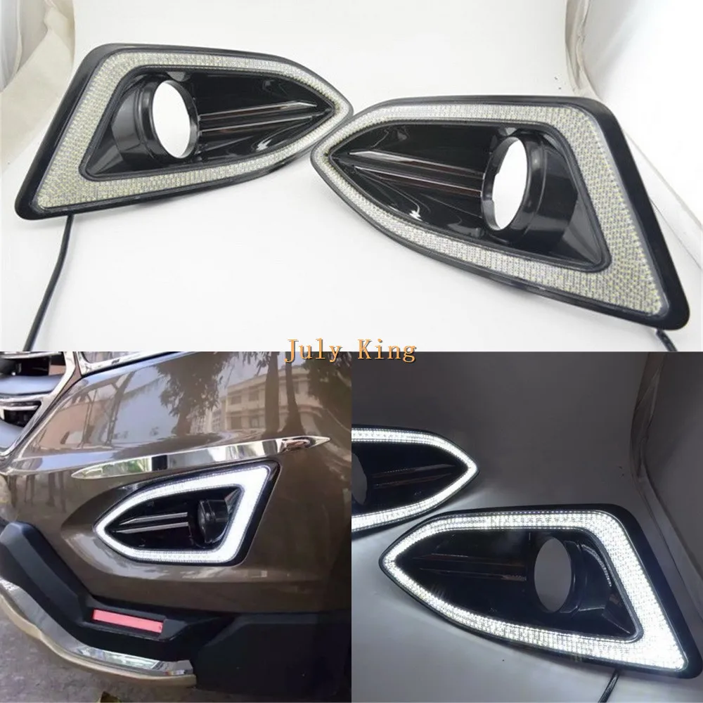 Best Offers July King LED Daytime Running Lights Case for Ford EDGE 2015-18, LED Front Bumper Light DRL With Fog Lamp Cover, 1:1 Replacement