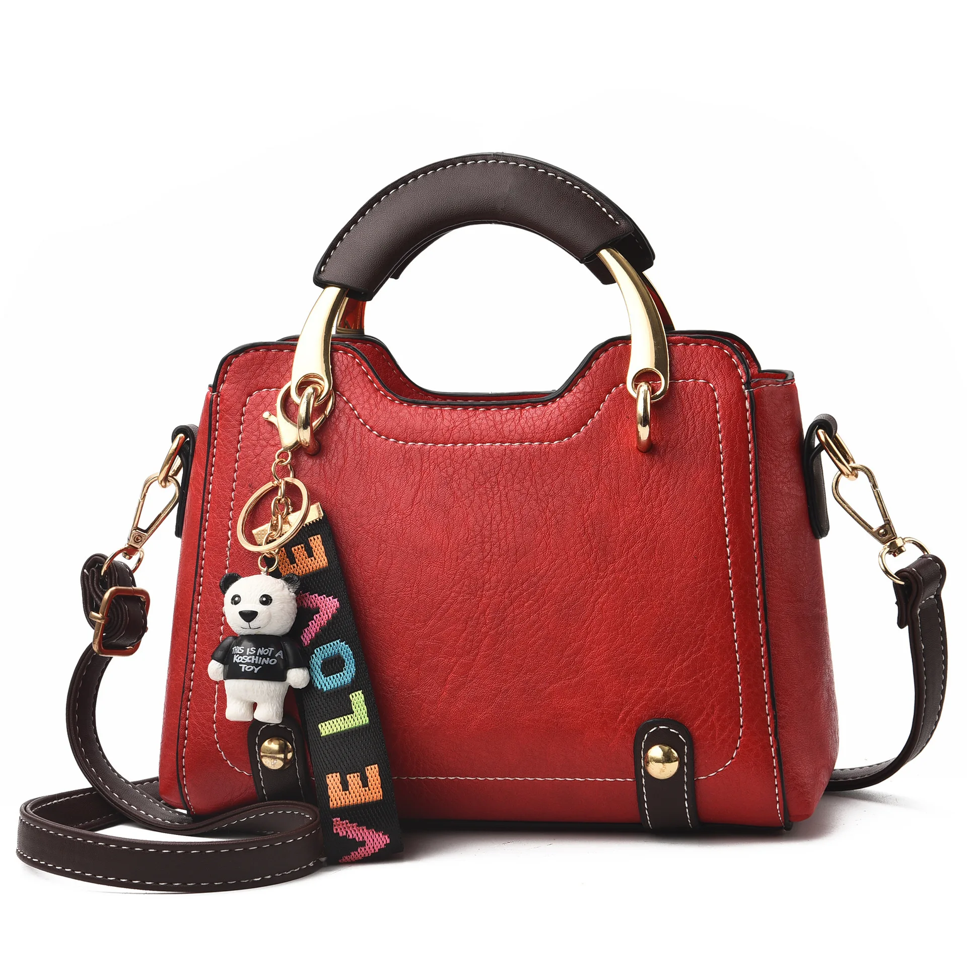 

Ougger Small Women Messenger Bags Handbags Korean Style Red PU Flap Bag with Letter for Shopping