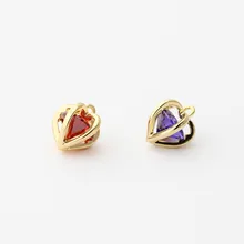  5pcs,24K Gold Color Plated Brass,With Zircon Love Shape Charms Pendants Jewelry Making Supplies DIY Accessories 