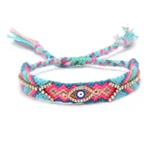 Сверкающий Кристальный синий сглаза вытяжной узел регулируемый браслет дружбы для женщин мужчин на удачу защита глаз Лето Wayuu ювелирные изделия