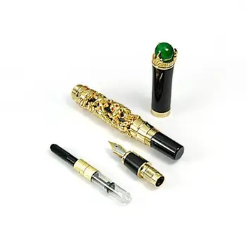 

Ming Dynasty Style Dragon Play Jade Ball Fountain Pen Fine Tip