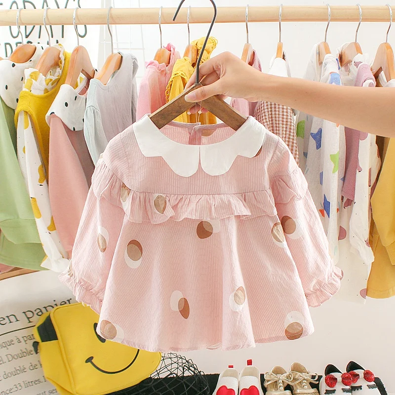 Осеннее платье для новорожденных девочек Полосатое платье в горошек с длинными рукавами для младенцев платье принцессы на день рождения Одежда для девочек