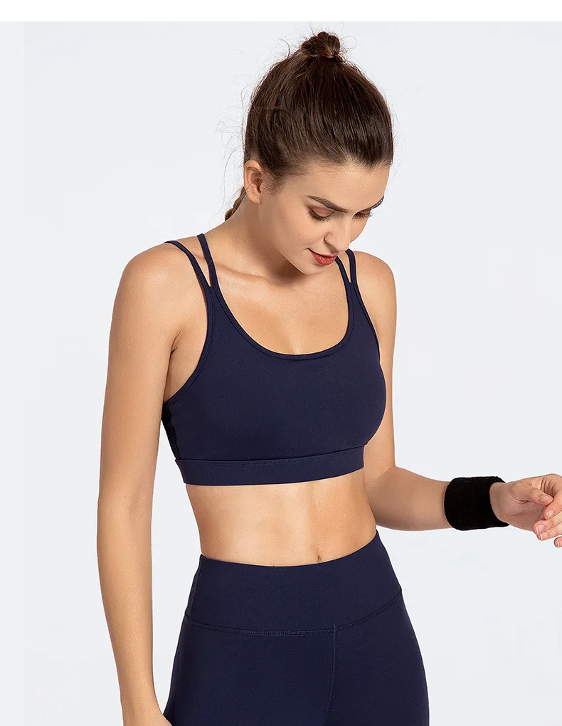Women Sports Bra Push Up Yoga Tops Crop Active Wear Gym Fitness Shockproof Brassiere Shirt Running Bra Sportswear Female